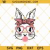 Cute Bunny With Bandana Glasses Bubblegum SVG, Easter Bunny SVG, Bunny Bandana SVG
