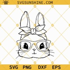 Cute Bunny With Glasses SVG, Bunny With Bow SVG, Easter Bunny SVG, Bunny Bandana SVG