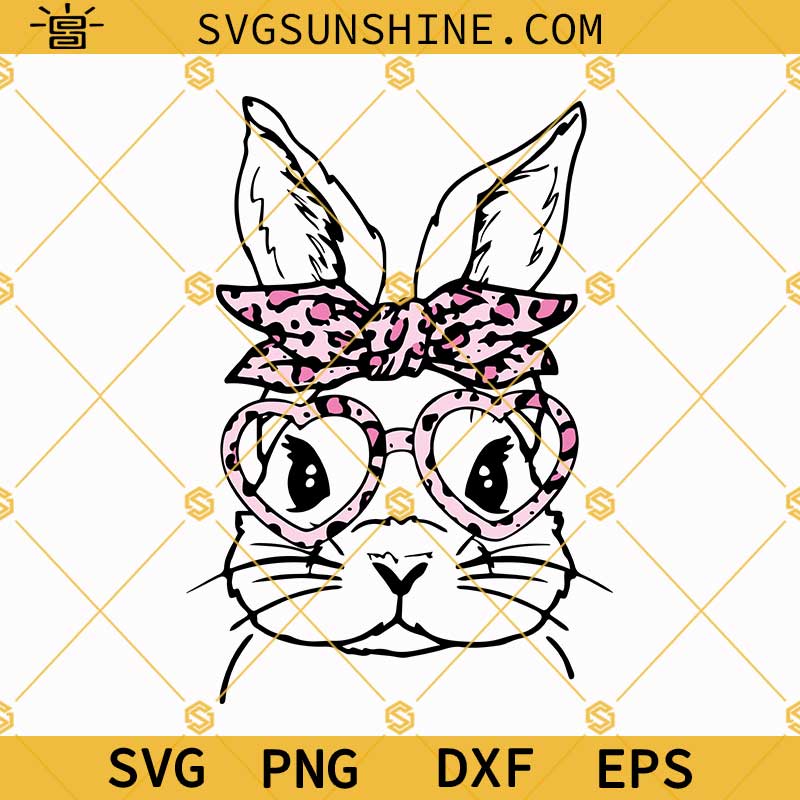 Easter Bunny Glasses And Leopard Bandana SVG PNG DXF EPS Cricut