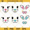 Easter Bunny Face SVG Bundle, Bunny Ears and Feet SVG, Bunny Face SVG, Boys Girls Kids Easter SVG PNG DXF EPS Files For Cricut