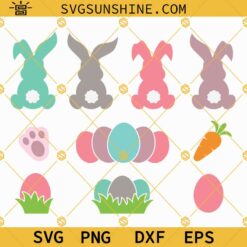 Easter Bunny SVG Bundle, Easter Egg SVG, Spring Svg, Carrot Svg, Happy Easter Svg Png Dxf Eps Files For Cricut Downloads