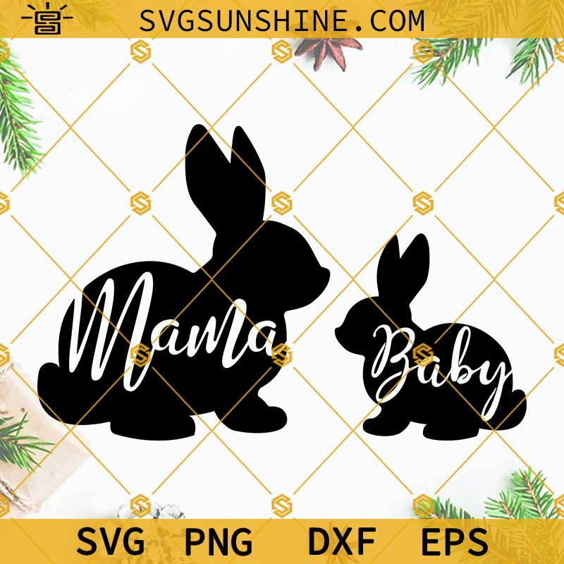 Bunny Mom And Baby SVG, Bunny Mama SVG, Bunny Baby SVG, Bunny Easter SVG files for Cricut Silhouette