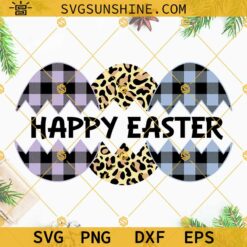 Split Easter Egg SVG, Happy Easter SVG, Leopard Egg SVG, Buffalo Plaid Eggs SVG