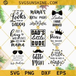 Baby Boy Bundle SVG PNG DXF EPS, Baby Onesie SVG, Nursery SVG, Little Man SVG, The Prince Has Arrived SVG, Dad's Little Dude SVG