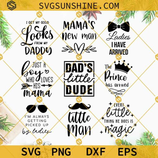 Baby Boy Bundle SVG PNG DXF EPS, Baby Onesie SVG, Nursery SVG, Little Man SVG, The Prince Has Arrived SVG, Dad’s Little Dude SVG