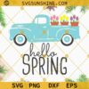 Hello Spring Truck With Tulip Flowers SVG