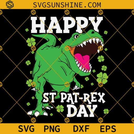 Happy St Pat Rex Day SVG, Happy St Patricks Day Dinosaur T-Rex SVG, St Patricks Boys Kids T-Shirt SVG