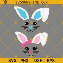 Bunny Face Bundle SVG, Boy Girl Easter Bunny Face SVG, Cute Bunny Face Ears SVG