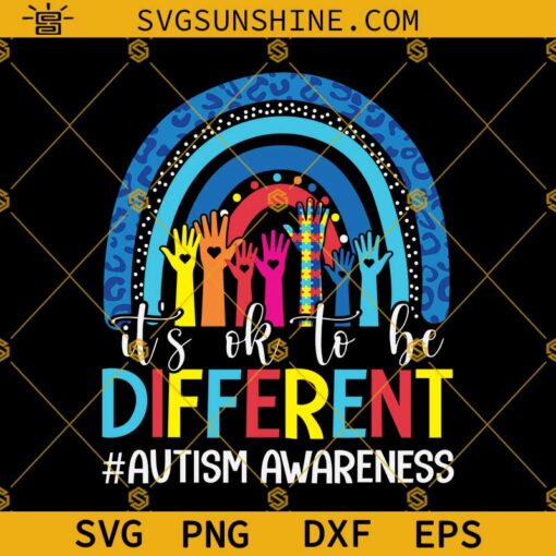 Autism Awareness It’s Ok To Be Different SVG, Leopard Rainbow Autism Awareness SVG