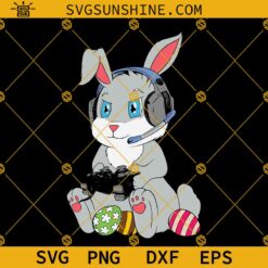 Happy Easter Gamer Bunny Eggs Svg, Funny Easter Gamer Svg, Gamer Bunny Svg