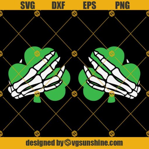 Skeleton Hands Holding Boobs Shamrock SVG