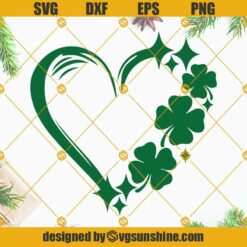 Shamrock Sparkly Heart SVG, Four Leaf Clover SVG, Lucky SVG, Happy St. Patrick's Day SVG
