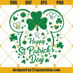 Happy St Patricks Day Svg for Cricut, Mouse Head Shamrock SVG, St Patricks Day Svg, Shamrock Svg, St Patricks Svg