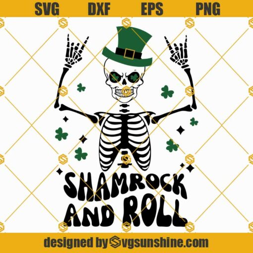 Skeleton Shamrock And Roll St Patricks Day SVG, Shamrock and roll SVG, Skull St patricks day svg, St patricks day svg