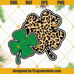Four Leaf Clovers Leopard SVG, St Patricks Day SVG, 4 Leaf Clovers SVG