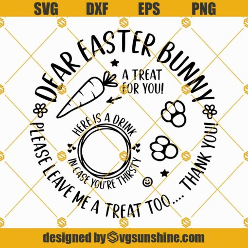 Dear Easter Bunny Tray SVG, Easter Bunny Plate SVG, Easter Bunny Treats SVG