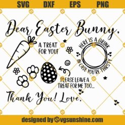 Dear Easter Bunny Tray SVG, Easter Bunny Plate SVG, Easter Bunny Treats SVG