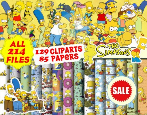 The Simpsons Clipart, The Simpsons PNG, The Simpsons Digital Paper Instant Download