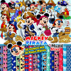 Mickey Mouse Pirate PNG Clipart, Mickey Mouse Digital Paper Instant Download, Mickey Mouse PNG Images Bundle