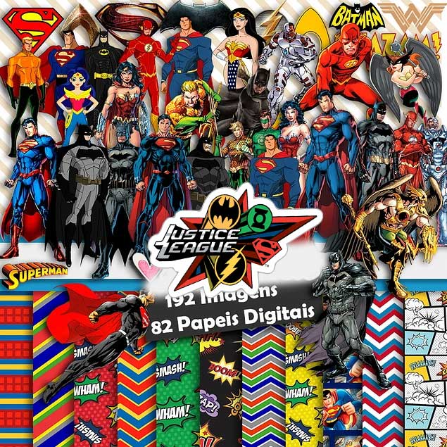 Justice League PNG Clipart, Justice League Digital Paper Instant Download, Justice League PNG Images Bundle