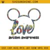 Mickey Love Autism Awareness Embroidery Designs, Autism Embroidery Design File, Autism Embroidery Files
