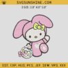 Hello Kitty Happy Easter Day Embroidery Designs, Hello Kitty Bunny Easter Embroidery Design File