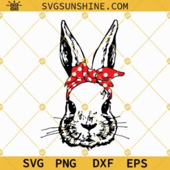 Bunny Bandana Svg, Bunny Svg, Cute Bunny With Bandana Svg, Bunny Face Svg, Bunny Cut File, Bandana Svg