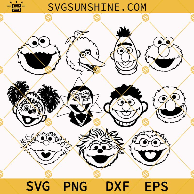 Sesame Street SVG Bundle, Sesame Monsters SVG Bundle, Elmo SVG, Cookie Monster SVG, Bert, Grover, Ernie, Count von Count SVG