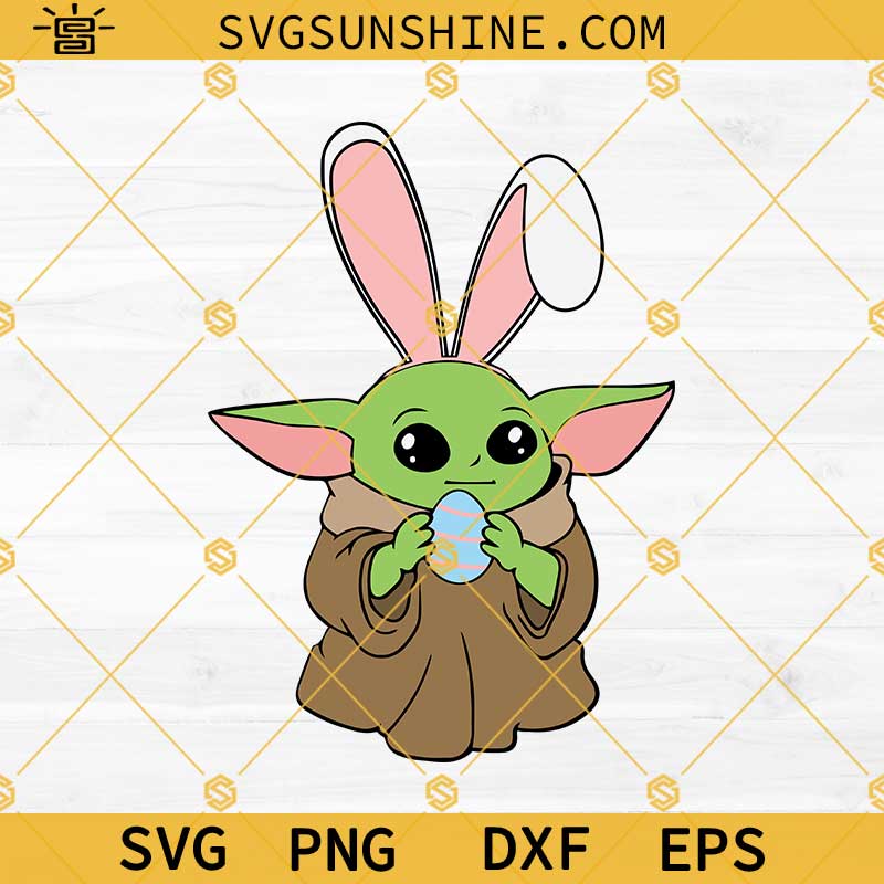 Baby Yoda Easter Svg, Easter Bunny Ears Svg, Baby Yoda Bunny Svg, Baby Yoda Easter Eggs Svg