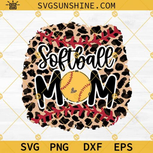 Leopard Softball Mom SVG PNG DXF EPS, Softball Mom Leopard SVG, Softball Mom Leopard PNG, Softball Mom Designs For Shirts