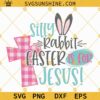 Silly Rabbit Easter is for Jesus Svg, Buffalo Plaid Cross Svg, Easter Svg, Plaid Easter Cross Svg