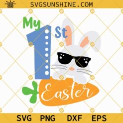 My First Easter Svg, My 1st Easter Bunny Carrots Svg, Baby Boy Easter Svg Dxf Eps Png Cut Files
