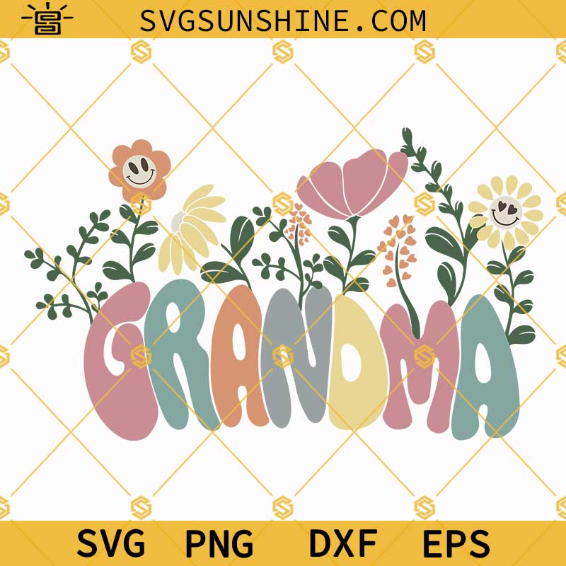 Grandma SVG, Grandma Flowers SVG, Retro Grandmother SVG, Grandma Floral