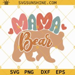 Mama Bear SVG With Four Bear Cubs, Mothers Day SVG, Mommy SVG, Bear Family SVG PNG DXF EPS