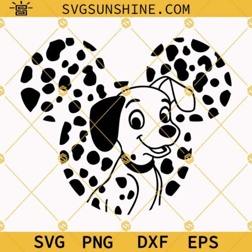 101 Dalmatians SVG, Disney Mouse Ears Dalmatian SVG PNG DXF EPS Cut Files For Cricut Silhouette
