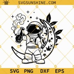 Astronaut Smoking Weed in Moon SVG, Smoking Joint SVG Clipart, Astronaut Cannabis SVG Cut File, 420 SVG