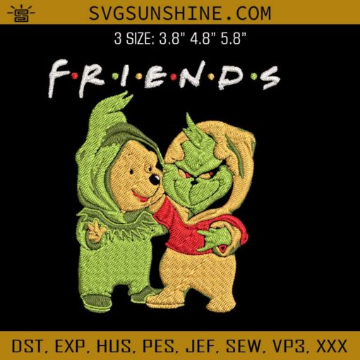 Grinch And Pooh Friends Embroidery Designs, Winnie The Pooh Embroidery Designs, Grinch Machine Embroidery Design