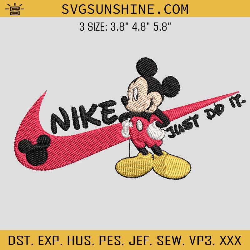 Mickey Mouse Nike Embroidery Designs, Nike Mickey Mouse Embroidery Design File