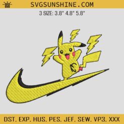 Pikachu Nike Logo Embroidery Designs, Nike Pokemon Pikachu Embroidery Design File