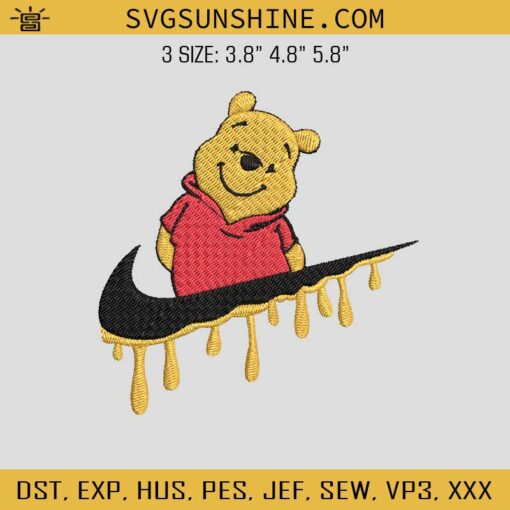 Winnie The Pooh Nike Logo Embroidery Designs, Nike Pooh Embroidery Design File, Nike Pooh Machine Embroidery Design