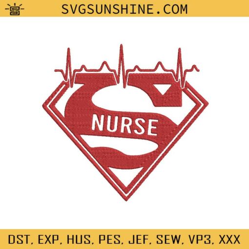 Super Nurse Embroidery Design, Nurse Logo Embroidery Design