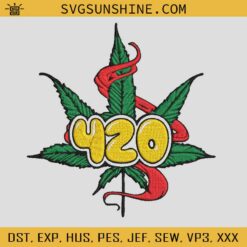 It's 420 Somewhere Embroidery Design, 420 Embroidery Design, Cannabis Leaf Embroidery Design
