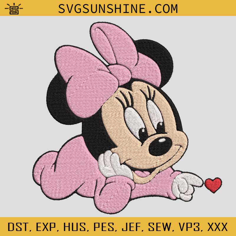 Minnie Mouse Embroidery Design, Minnie Mouse Embroidery Files, Baby Minnie Machine Embroidery