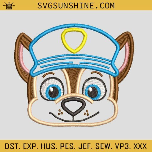 Chase Paw Patrol Design, Chase Embroidery Files, Paw Patrol Embroidery Design