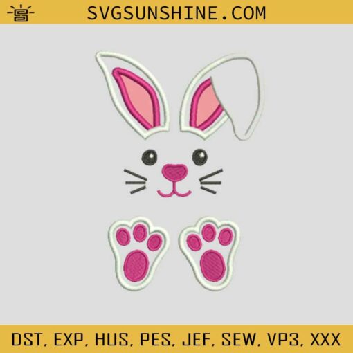 Bunny Easter Applique Embroidery Design, Bunny Easter Embroidery Files, Bunny Machine Embroidery Design