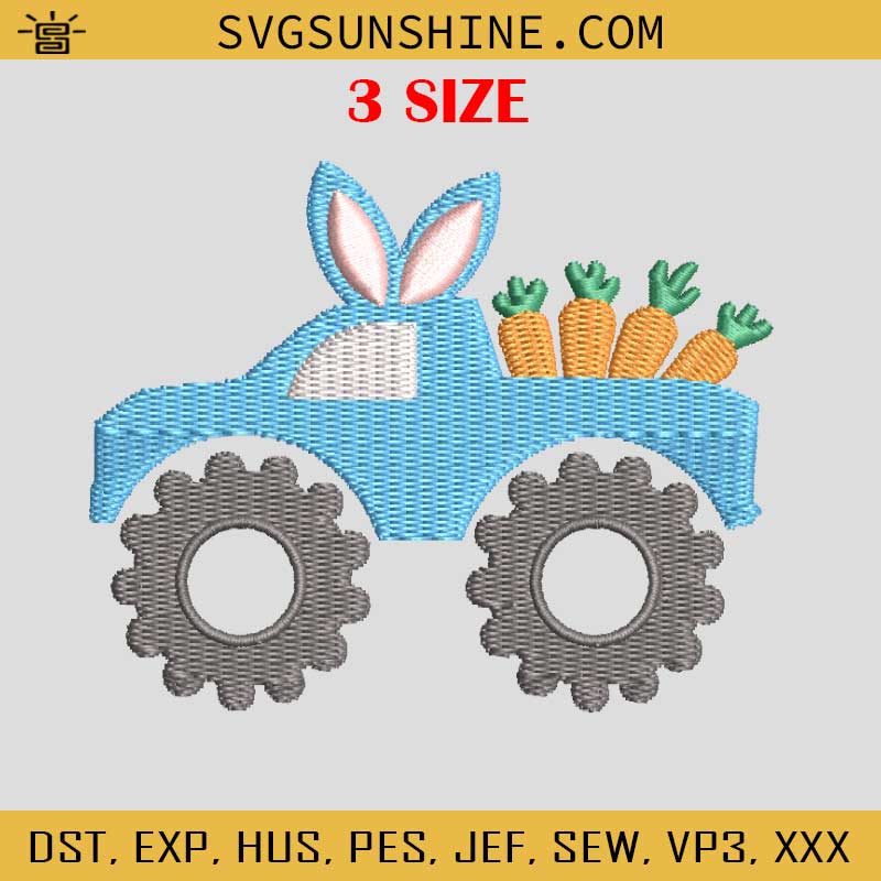 Easter Truck Embroidery Design, Easter Embroidery Files, Easter Truck Machine Embroidery Design