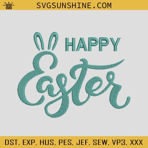 Happy Easter Embroidery Design, Bunny Happy Easter Embroidery Files, Easter Machine Embroidery Design
