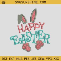 Bunny Happy Easter Embroidery Design, Bunny Happy Easter Embroidery Files, Easter Machine Embroidery Design