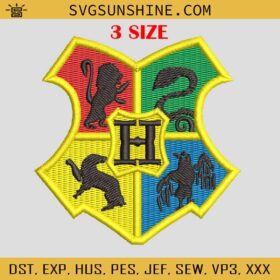 Hogwarts Crest Embroidery Design, Hogwarts Logo Embroidery Files, Harry ...