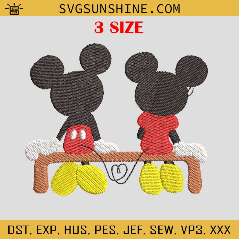 Mickey And Minnie Embroidery Design, Mickey And Minnie Love Embroidery Files, Mickey And Minnie Machine Embroidery Design